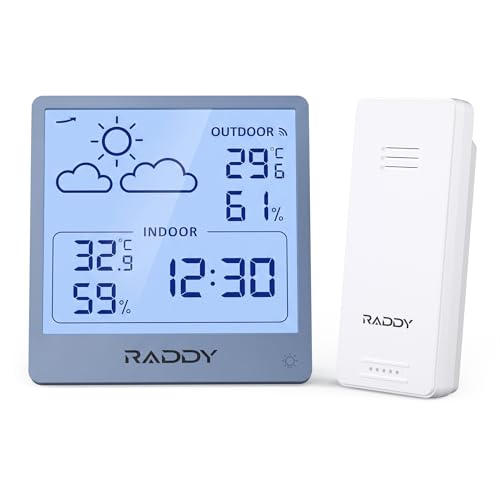 Raddy WF-50T Wireless Weather Station, Grayish Blue Frame - color: GrayishBlue