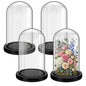 Suclain 4Pc Glass Dome Cloche with Wood Base, Black, 6.7" X 3.8" - color: Black, size: 6.7" X 3.8"