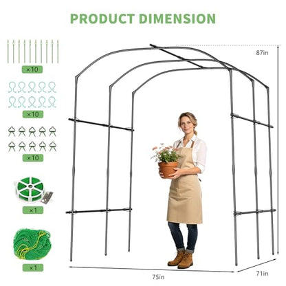DoCred Garden Arch Trellis, 87''H x 75''L Metal Trellis for Climbing Plants - size: 75" L x 71" W x 87" H