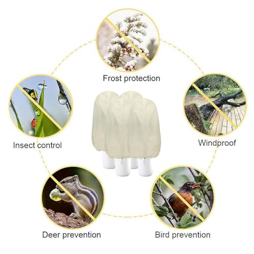 Plant Covers Freeze Protection – 4 Packs 47.2" x 31.5" Thickened Plant Frost Protection Covers, Heavy Duty Winter Plant Covers with Zipper & Drawstring, Reliable Freeze Protection for Outdoor Plants - color: Beige-4PCS-47.2" x 31.5"