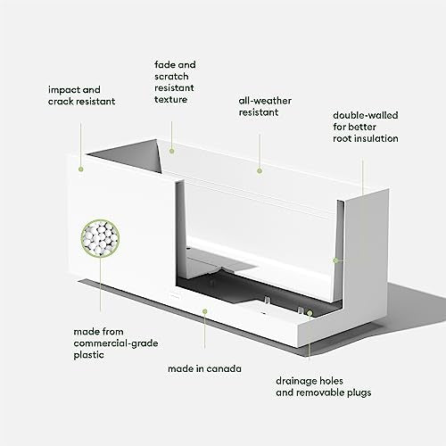 Veradek Block Series Long Box Planter - Rectangular Outdoor Planter - color: White, size: Large