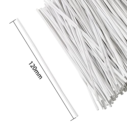 300 pcs 5 inch Plastic White Twist Ties, Cable Ties, for Bags, Gardening Tools - color: White