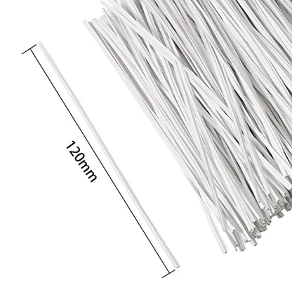 300 pcs 5 inch Plastic White Twist Ties, Cable Ties, for Bags, Gardening Tools - color: White