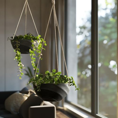 La Jolie Maison Self-Watering Indoor Hanging Planters, Set of 2,10 Inch - color: Jet Black