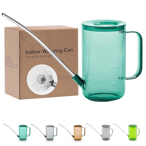 Small Watering Can for Indoor Plants, Flowers, Succulents with Long Spout 34oz(Green) - color: Green, size: 34oz Watering Can