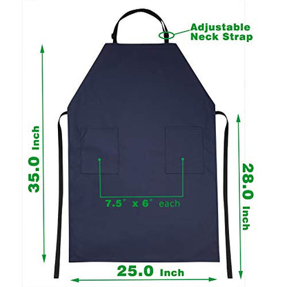 VWELL Waterproof Rubber Vinyl Apron W/ 2 Pockets - Lab Apron for DishWashing, Grooming 2Pack - color: Blue-with Pockets-2 Pack