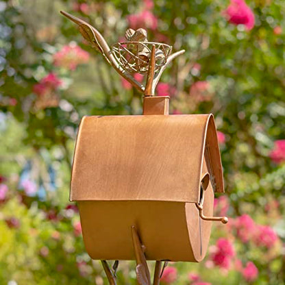 Large Copper Colored Birdhouse Garden Stakes (Oval Shape)