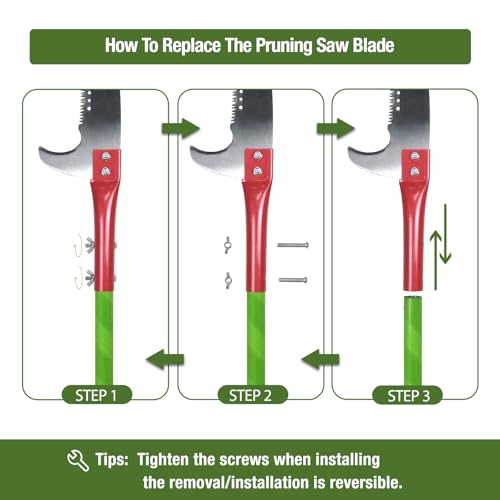 Hand Pruning Saws for Tree Trimming 15 Inches, Extension Pole Saw Attachment Blade, Pole Pruner Head Gardening Tool - color: Red