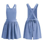 Kids Pinafore Apron, Cross Back Apron, Japanese Style Bib Aprons Home Clothes - color: Blue, size: 60 x 122 cm