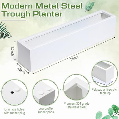 FillTouch 16.1 x 3.2 x 3.5 Inch 1 Pcs Long Rectangular Planter Box,White - color: White, size: 16.1 x 3.2 x 3.5 Inch