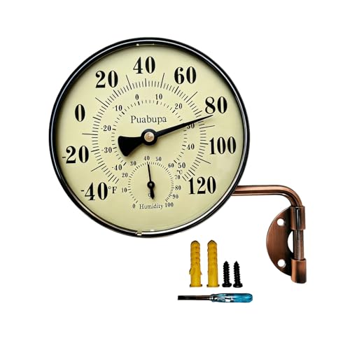 4 Inch Vintage Outdoor Thermometer & Humidity Gauge, Weatherproof