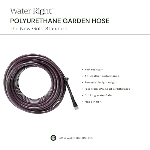 Water Right Polyurethane Garden Hose, 75 Ft, Non-toxic, 7/16” ID, Eggplant - color: Eggplant, size: 75-Foot