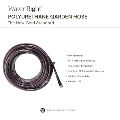 Water Right Polyurethane Garden Hose, 75 Ft, Non-toxic, 7/16” ID, Eggplant - color: Eggplant, size: 75-Foot
