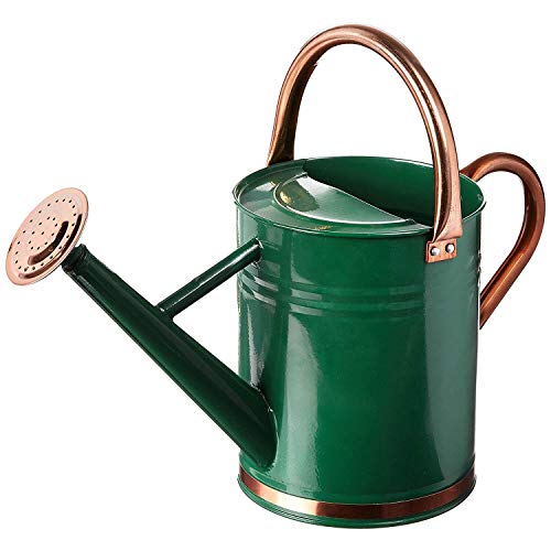 Gardman 8327 Hunter Green Galvanized Steel Watering Can with Copper Accents, 1-Gallon
