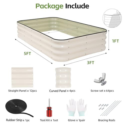 4-in-1 Modular Raised Garden Bed-5x3x1ft Adjustable in 4 Sizes - color: White, size: 5×3×1FT