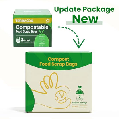 Compost Bags, Handle Tie Food Scrap Bags 3 Gallon,100 Count,Certified by BPI and ASTM D6400, Kitchen Compost Bin Compatible - color: 3gallon,100count