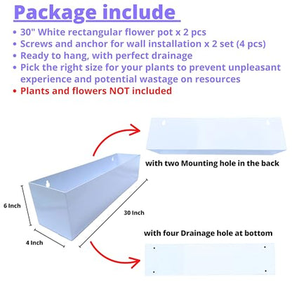 LaLaGreen Outdoor Wall Planters (30in, 2 Pack) Metal Hanging Flower Pots - size: 30" x 2 Pack