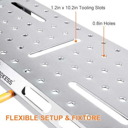 WORKESS Metal Welding Table Folding 1000 lbs Load Capacity Heavy Duty Steel Construction Workbench for Welding Adjustable 7 Level Height - style: Metal Top