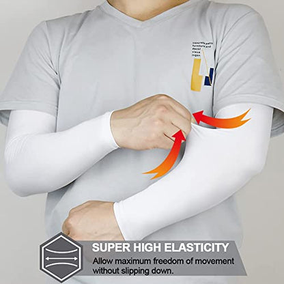 beister UV Protection Arm Sleeves for Men & Women, UPF 61+ Cooling Cover - color: White, size: X-Large