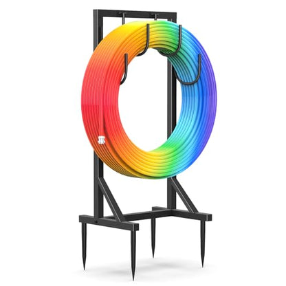 Garden Water Hose Holder for Outside Hose Stand Hanger Rack Freestanding - color: Black