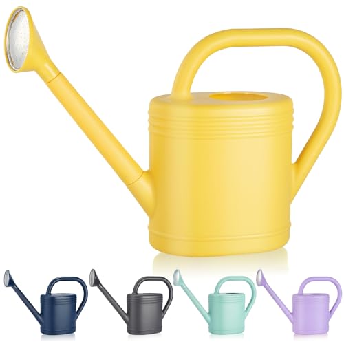 1 Gallon Watering Can for Indoor Plants, Garden Watering Cans for Outdoor Plant House Flower, Modern Plant Watering Can Large Long Spout with Sprinkler Head - color: Yellow, size: 1 Gallon