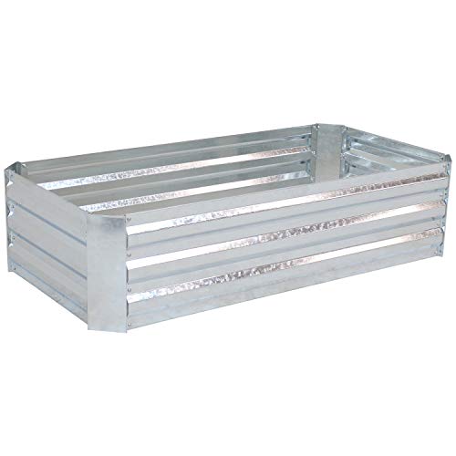 Sunnydaze Galvanized Raised Garden Bed, Rectangle, 4x2x1 ft, Silver - color: Silver