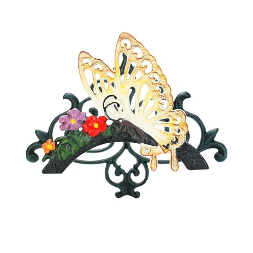 Sungmor Cast Iron Garden Hose Holder, Heavy Duty Wall Mounted Hose Hanger, Decorative Butterfly Water pipe Organizer, Hose Reel Rack for Outside, Garden Yard Decor - color: Shape B-Butterfly