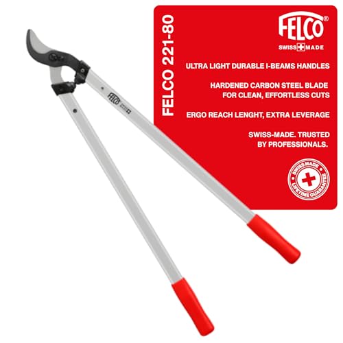 FELCO F221-80 Swiss Made Loppers for Gardening – 32" Lightweight Precision Loppers for Tree Trimming | Tree Branch Cutters | Tree Trimmer Tool with Curved Bypass Blade | I-Beam Handles | Orchard Reach