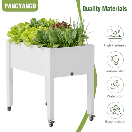 Fancyango Raised Garden Bed with Wheels 26.3" Hx2 -Ashen - color: Ashen, size: 26.3"Hx2