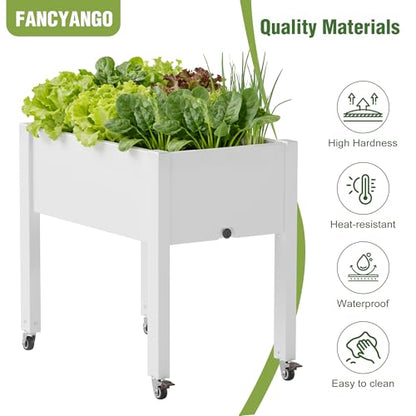 Fancyango Raised Garden Bed with Wheels 26.3" H -Ashen - color: Ashen, size: 26.3"H