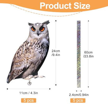 Owl to Keep Pigeons Away, 5 Pack Fake Owls, Pigeon Scare - color: Amazed Eagle 5pc