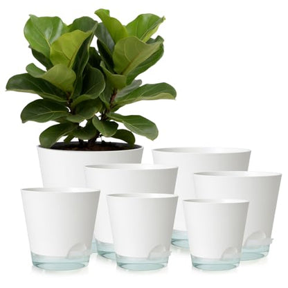 GARDIFE 2026 Upgraded Self Watering Plant Pots with Drainage Hole, 8/7/6.5/6/5.5/5/4 Inch Flower Planting Containers for House Plants, African Violet, Flowers, Cactus (White, 8+7+6.5+6+5.5+5+4 inch) - color: 8-white-upgraded, size: 8+7+6.5+6+5.5+5+4 inch