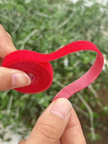 3Roll 200cm Nylon Plant Ties Self Adhesive Cable Twine Fastener Tape (Red) - color: Red