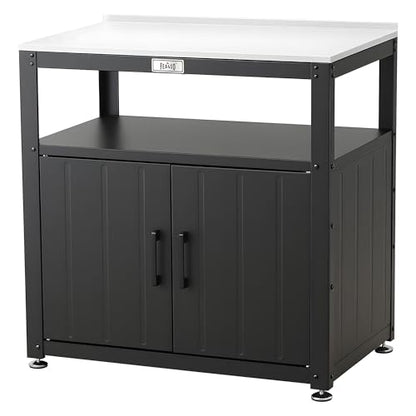 Feasto Heavy-Duty Potting Bench with Storage & Stainless Steel Top - color: Black