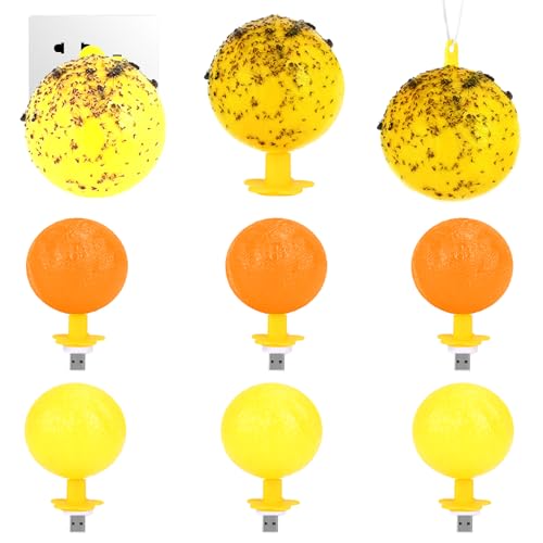 Bug Ball, 6pcs Fruit Fly Traps, Yellow Hanging Sticky Fly Ball with Light - color: Yellow