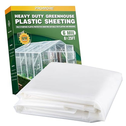 6 Mil Plastic Sheeting, 8x25 FT, Heavy Duty Greenhouse Plastic - size: 8x25 FT