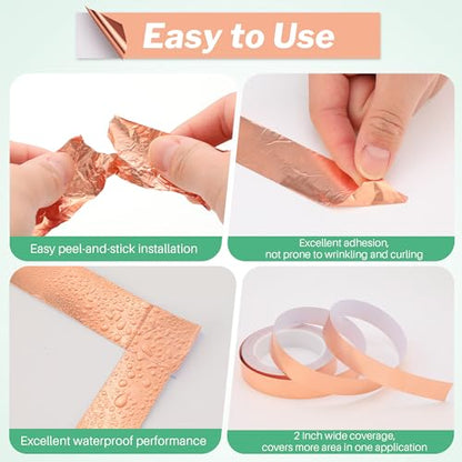 2 Pcs Copper Tape for Slugs and Snails, 1 Inch X 66 ft - size: 1 Inch x 66 ft