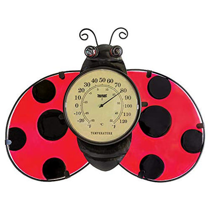 Poolmaster 54578 Ladybug Wall Décor and Thermometer for Home or Garden, Red - style: Ladybug