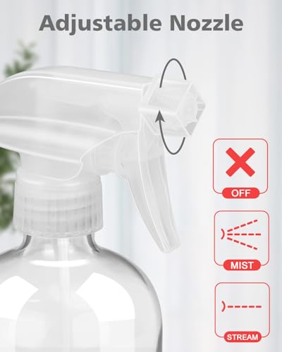 Glass Spray Bottles for Cleaning - 16 oz Spray Bottles with Silicone Sleeve - color: Red
