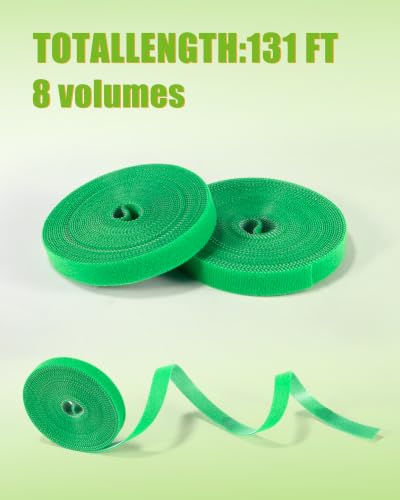 8 Rolls (131.2 feet totaling) Hook‑and‑Loop Plant Ties with Pruning Shears, Adjustable Reusable Garden Straps for Climbing Plants, Tomato Vines, 1/2" Wide