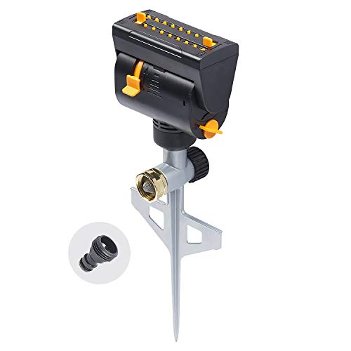 Melnor 65031-AMZ Mini Oscillating Sprinkler on Step Spike with Product Adapter Set, Black, Yellow - style: Product Adapter