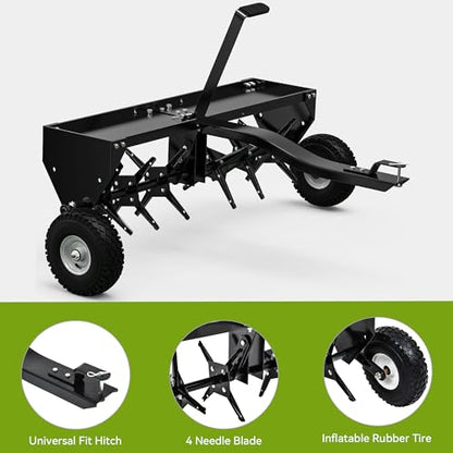 48in Tow Behind Plug Aerator w/32 Galvanized Coring Knives, Universal Hitch