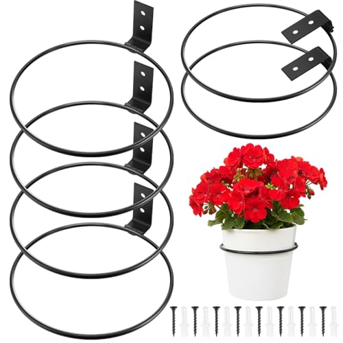 Menkxi Flower Pot Holders Wall Mounted Metal Plant Ring, 6 Pcs, 4 Inch - size: 4 Inch