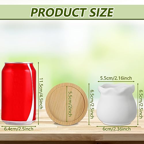 Remerry 6 Pcs 2.5 Inch Mini DIY Ceramic Succulent Pots with Bamboo Tray - size: 2.5 Inch