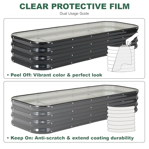 4 in 1 Galvanized Raised Garden Bed, 6x2x1ft, 2Pack, Grey - color: Gray, size: 6x2x1ft (2packs)