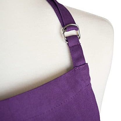 DII Everyday Basic Kitchen Collection - color: Eggplant, size: Plus Size Chef Apron