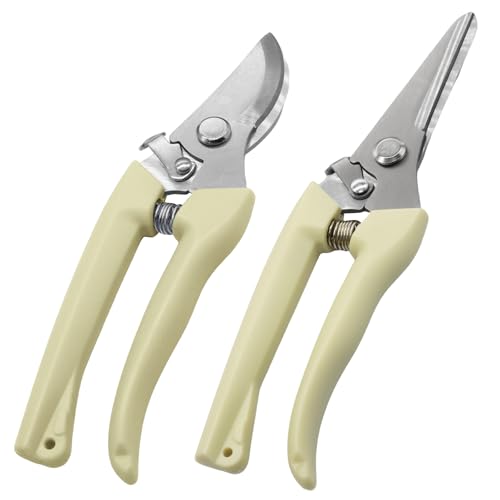 2 Pcs Garden Flower Shears Set, 6.9 inches - style: Yellow-2 Pcs