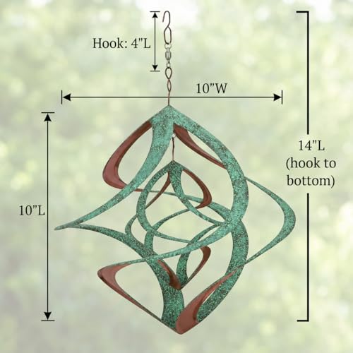 Red Carpet Studios Deluxe Double Helix Cosmix Wind Spinner, 14-Inch, Patina and Copper - color: Deluxe With Hanger Patina & Copper Finish