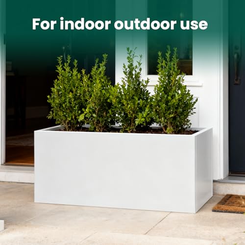 Metal Rectangular Planter 36" L x 15" W x 15" H, Galvanized Steel - color: White, size: 36" L x 15" W x 15" H