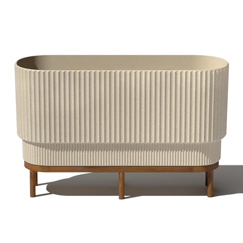 Veradek Demi Series Raised Long Planter - Wide Planter with Stand - color: Sand/Brown, size: 30 inch